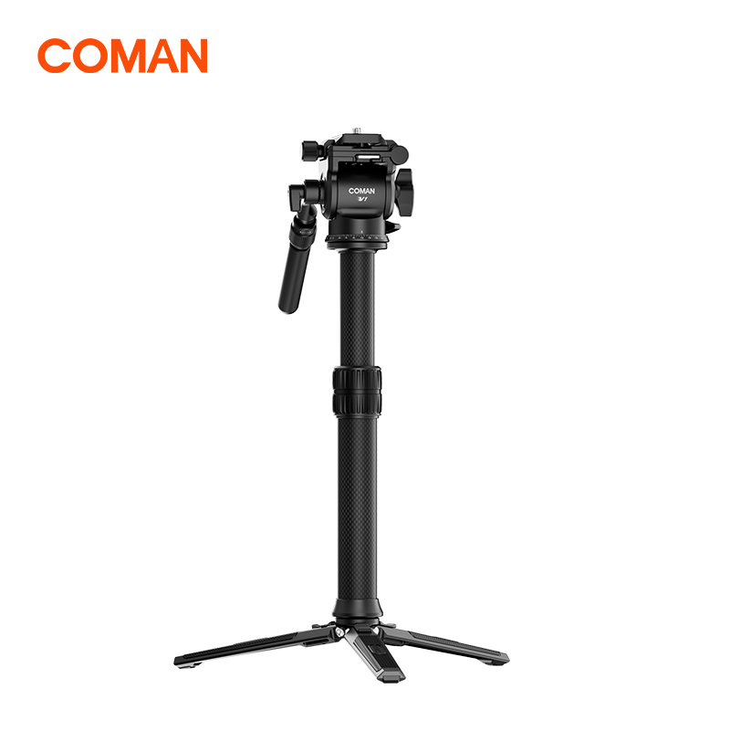 COMAN MT25V1 Carbon Fiber Monopod V1 Fluid Head 360 Pan 0.65kg(1.43lb) Lightweight