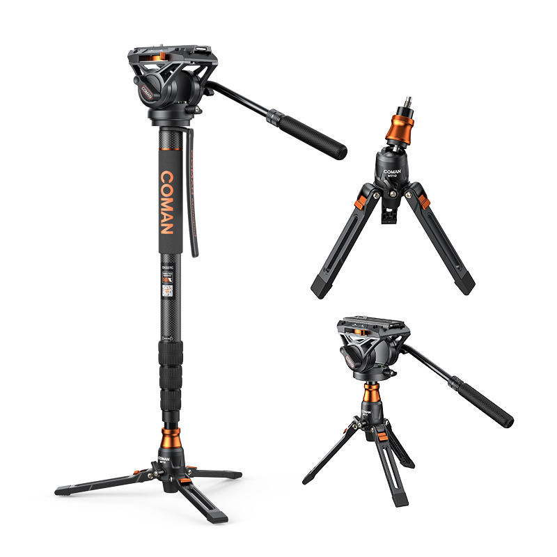 COMAN DX327CQ6 Carbon Fiber Video Monopod with Q6 Fluid Head | DJI RS & Manfrotto Compatible