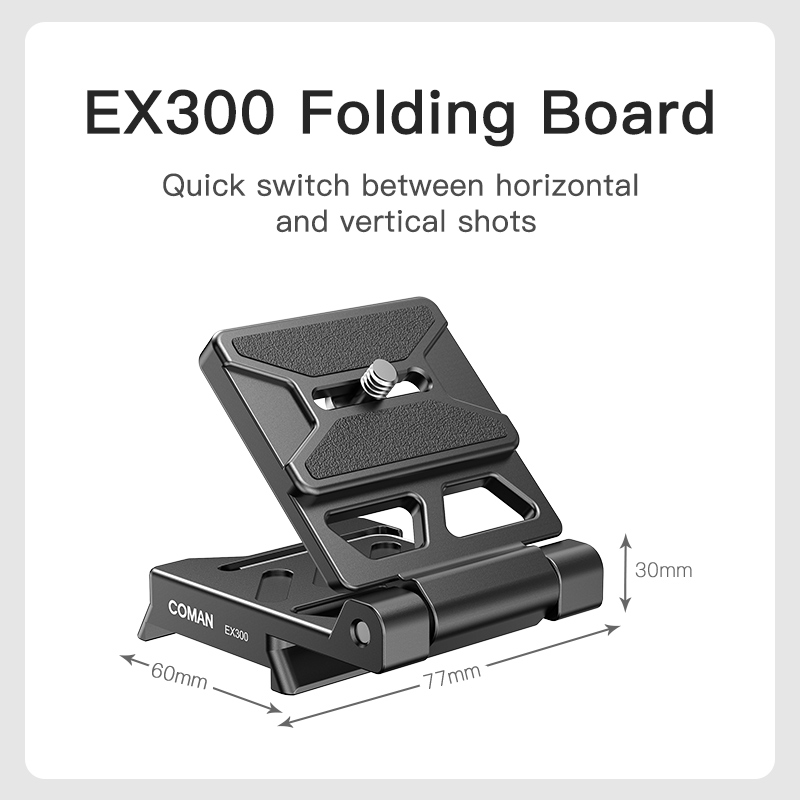 COMAN EX300 Foldable L-shaped Tripod Mounting Plate 1/4″ Screw