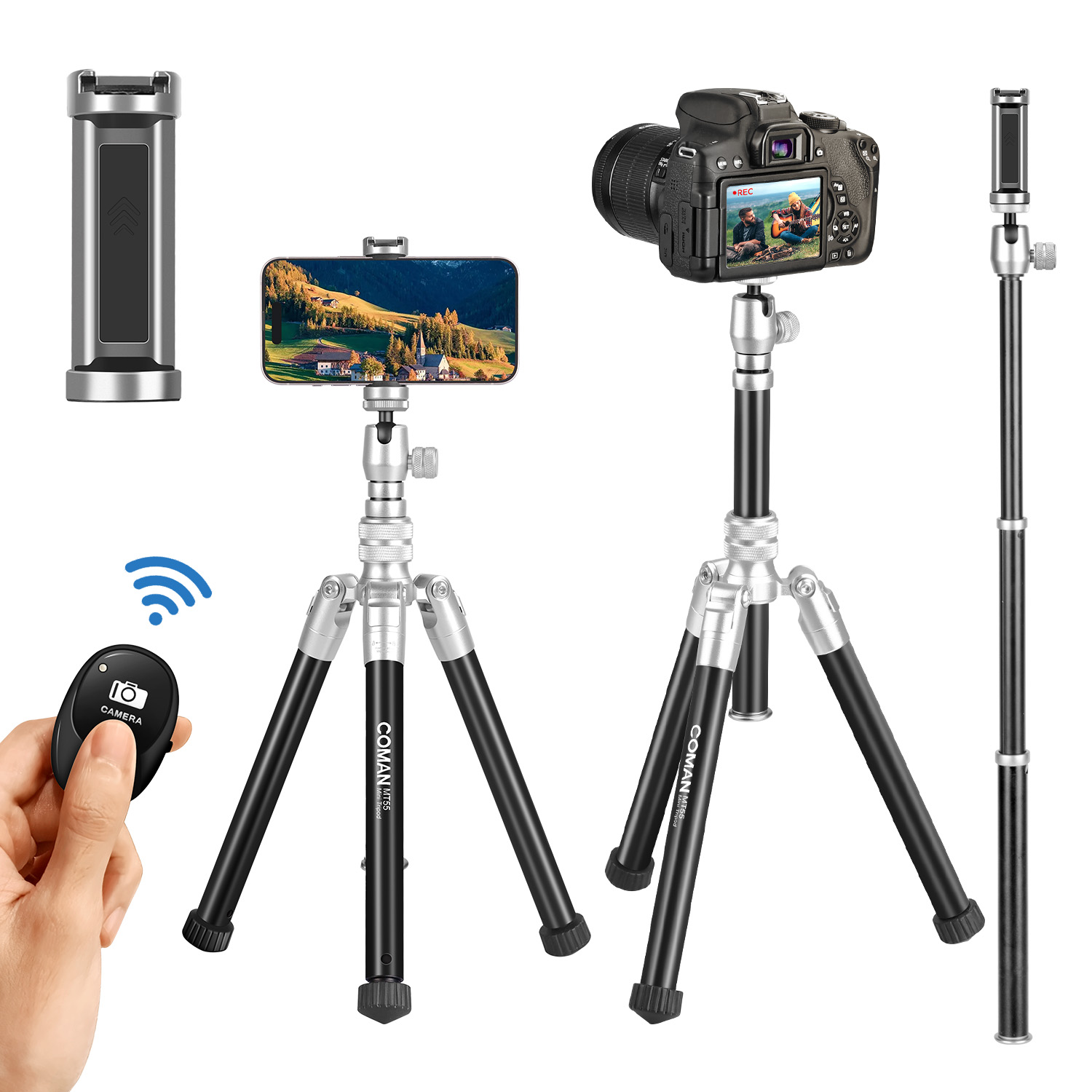 COMAN MT55 Remote Control Camera Phone Tripod Convertible to Monopod